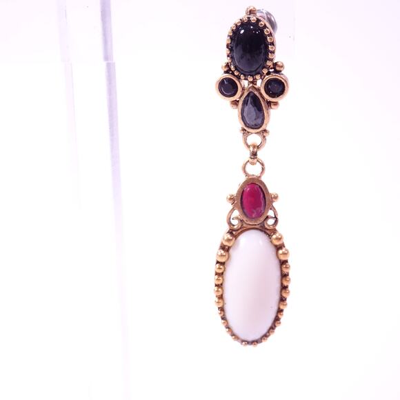 Neiman Marcus Lee Angel Vintage White Oval Cabochon Drop Earrings NWT 125 - Picture 6 of 8